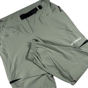 Adidas TERREX Utility Zip Off Convertible Pants Sage Green Womens XL Belted